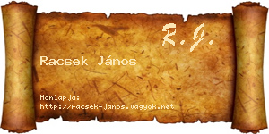Racsek János névjegykártya