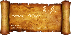 Racsek János névjegykártya